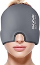 单CARE Migraine Relief Cap, Southing Migraine Mask, Updleded Odorless Gel Ice Head 包装,热冷疗法,FSA或HSA 合格头痛冰包用于紧张和压力(Grey)