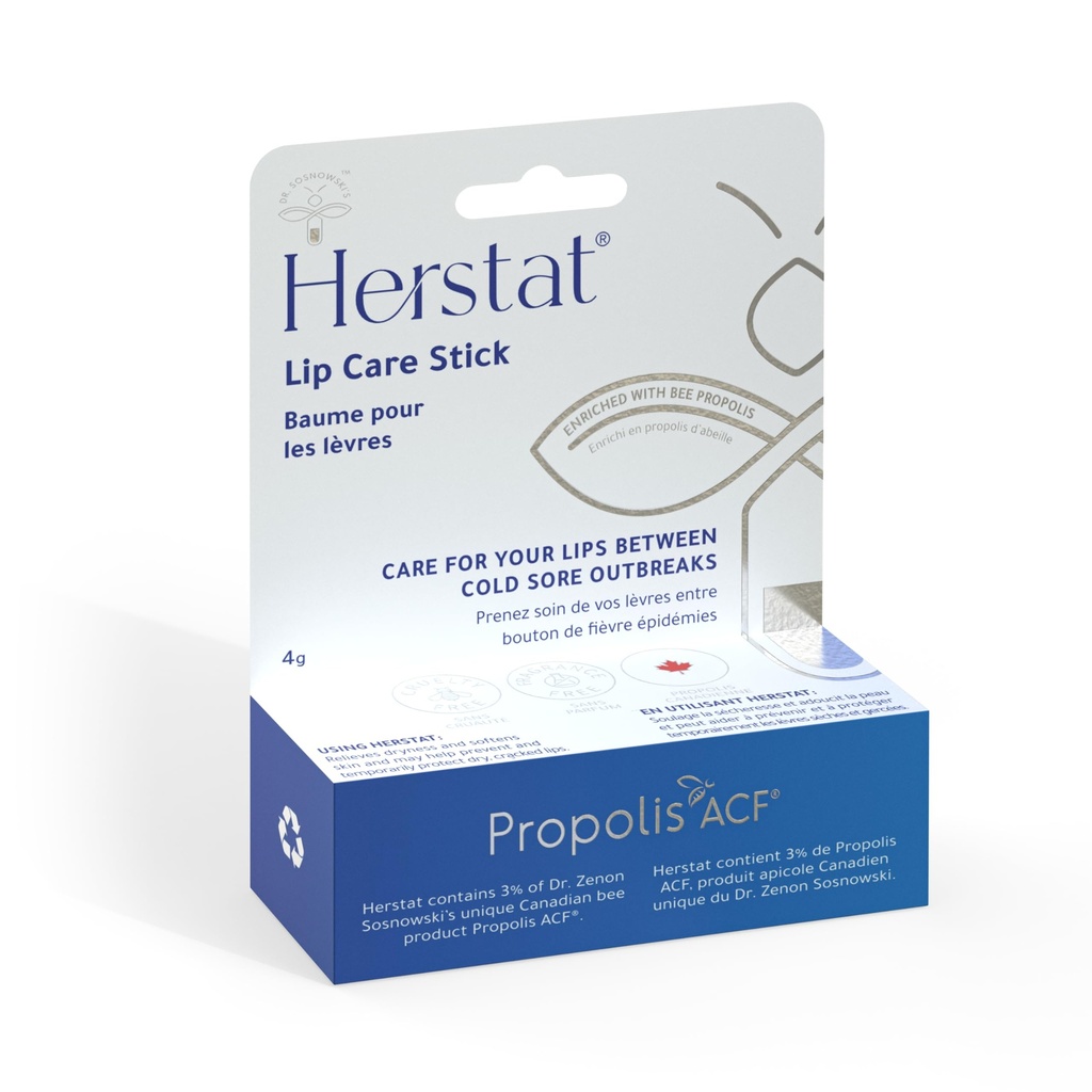 Herstat Daily Lip Balm – 使用在寒冷的爆发中 → 3% Propolis → 柔软,水合物 Coldsore Prone 唇