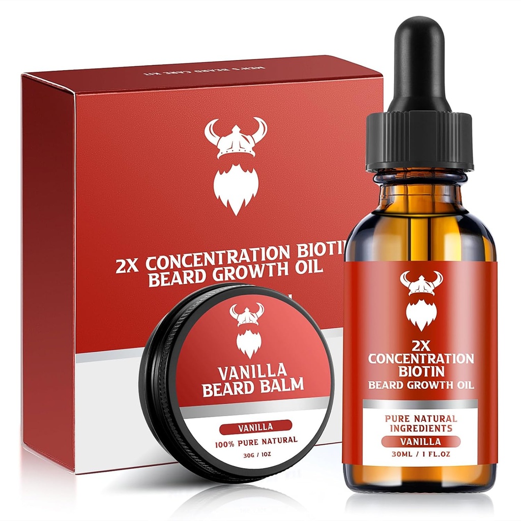 胡子生长箱 - 2X 男性生物锡浓度,天然成份,有Argan Oil,Jojoba Oil和维生素(瓦努阿图)