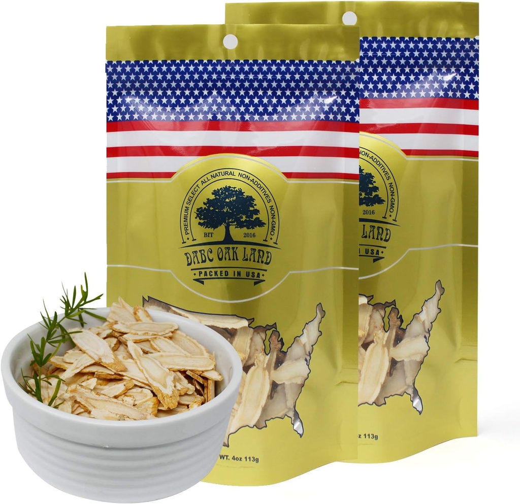 2 Bags American Ginseng Slices from Wisconsin, DOL American Wisconsin Ginseng Slices Root for Tea, Energy for Men Women Health Boosts Immunity, Gluten Free, 花旗参/西洋参 Long Strip 2 Bags of 4OZ, 8OZ