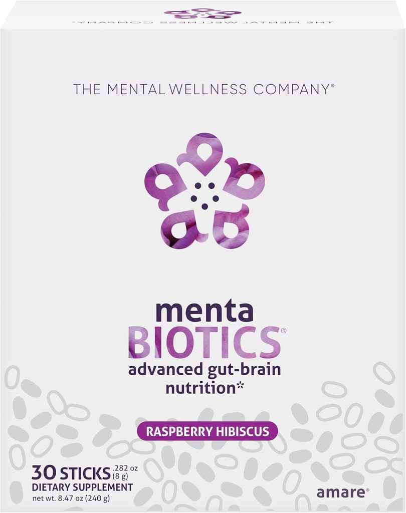 MentaBiotics 推进古特脑营养预生、抗生素和生素,拉斯伯里·希比斯克斯,30名服务员