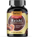 Reishi蘑菇提取 - Premium Quality, Only Fruiting Bodys, Antioxidant, Pmonotes 长寿,豁免促进器,能量和生命力,移除Fatigue,90 Veg Caps.