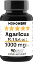 MONOHERB Agaricus 蘑菇 提取物 1000毫克-90毫克蔬菜