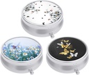 3 Pack Pill Box, Purse & Pocket小药箱,Cute Travel Medicine 组织者,便携式药品容器持有者持有维生素,药物,鱼油和补充剂,蝴蝶