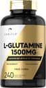 Carlyle L Glutamine Capsules | 1500mg | 240 Counter | 高级运动员公式 | + 工作前和工作后 | Non-GMO, Gluten Free Supplement