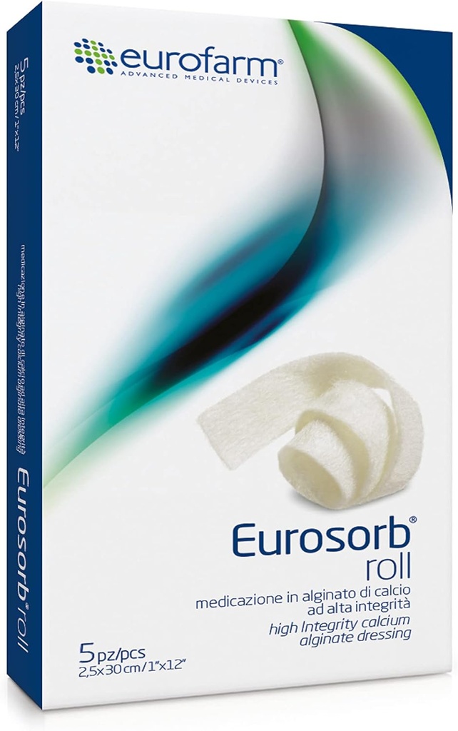 Eurosorb roll -1 x 12 in -100% 高完整性钙丝带穿戴, 推动愈合过程, 新组织的形式, 集成化 – 5 片