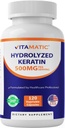 每服一次维生素水解Keratin 500mg - 120蔬菜卡普尔 - 成人健康毛皮和钉子的Keratin补充剂