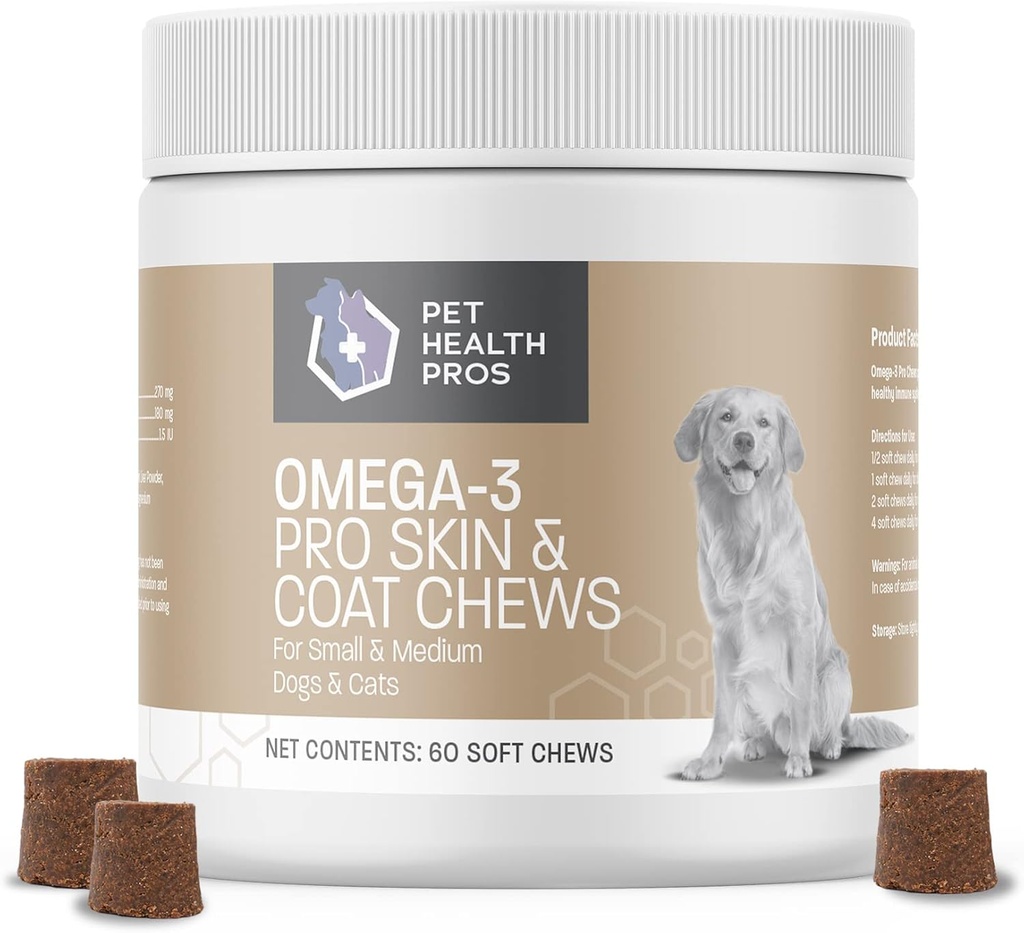 Omega Bites for Dogs - Chewable Fish Oil Supplement with Omega 3 Fatty Acids and Vitamin E for Joint Health and Skin & Coat Health - 60 Count