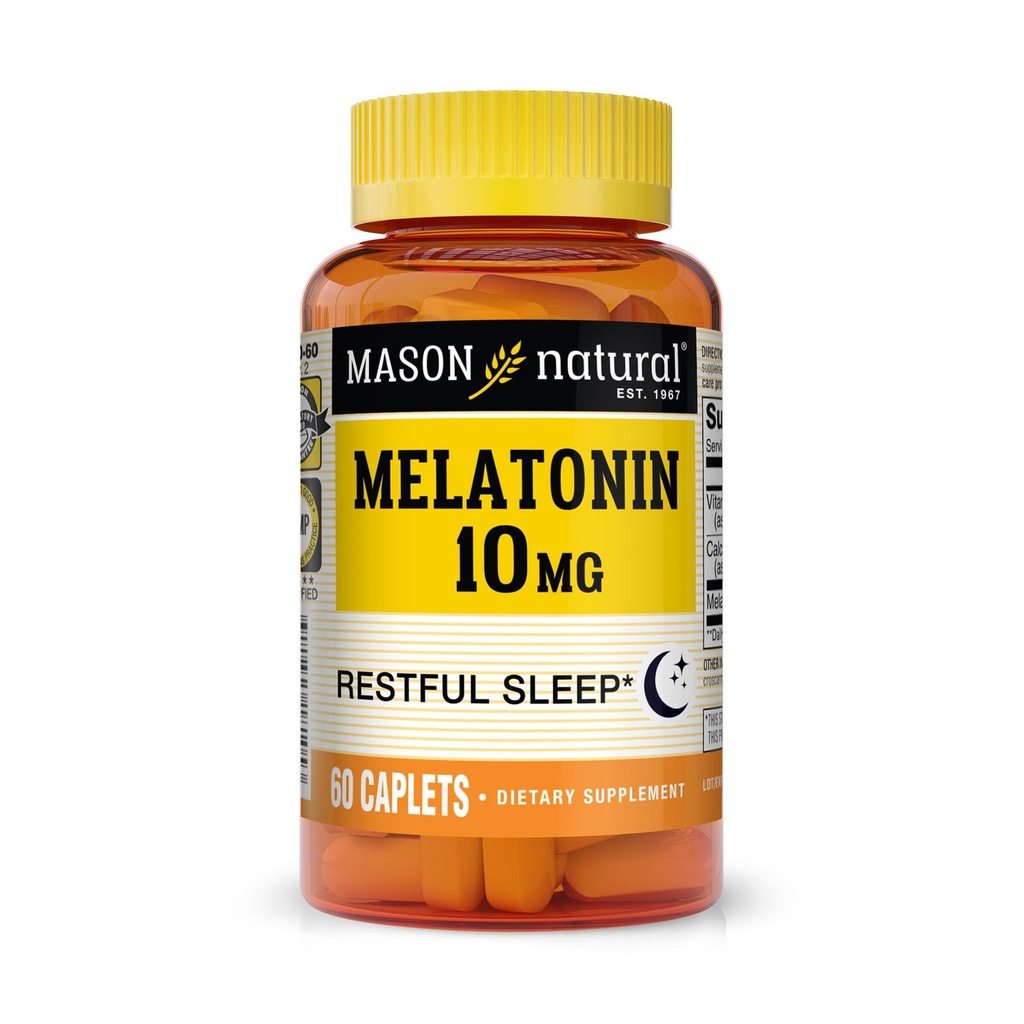 MASON NATURAL Melatonin 3毫克与B6 & 钙,天然睡眠援助,支持休息睡眠,60片