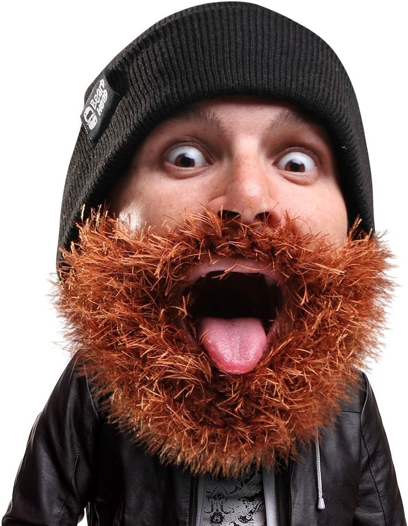 胡子头 Bushy Biker Beard Beanie - 有趣的小帽子和假胡子 黑色