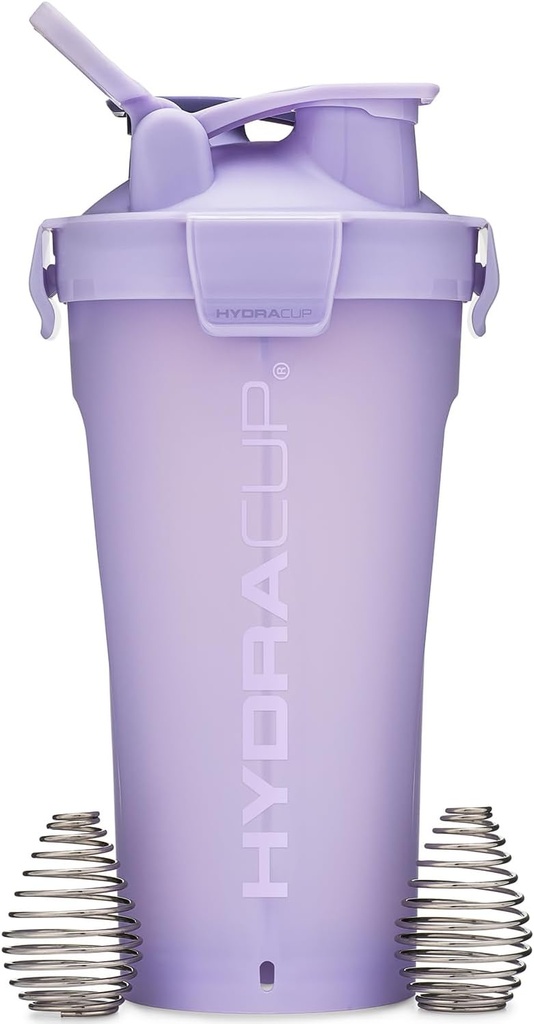 Hydra Cup DualShaker Pro 32 oz Shaker Bottle for protein Shakes, Shaker Cup w/Handle & Ball Blender Whisks, Dual Mixing Shaker Bottle with Survery, 2 in 1, for Travel To Go, BPA Free (Purple) (中文(中国大陆) ).
