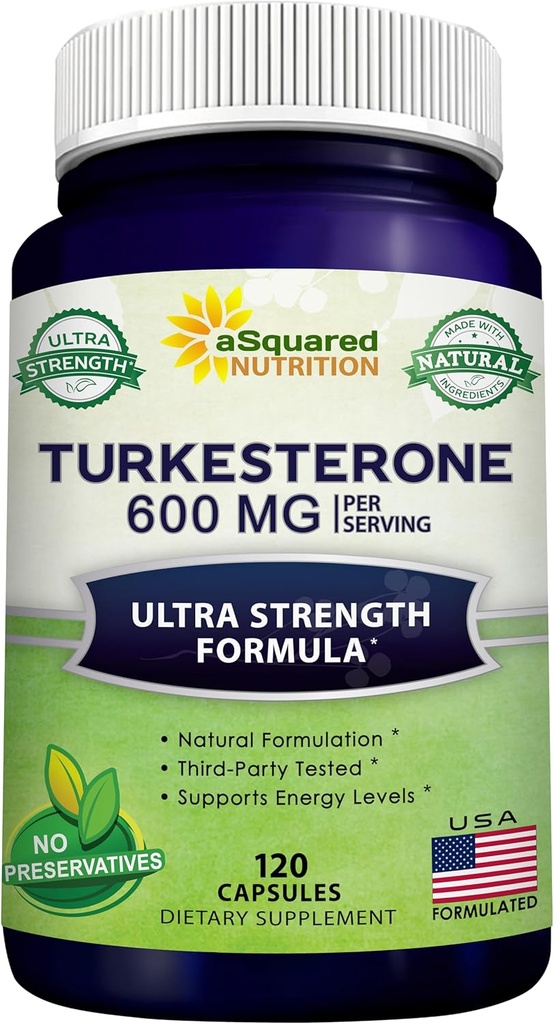aSquare 营养 突厥酮补充剂 600mg - 120 Capsules - Ajuga Turkestanica 提取粉 - Turkesterone 补充剂 复合药 - 天然配方