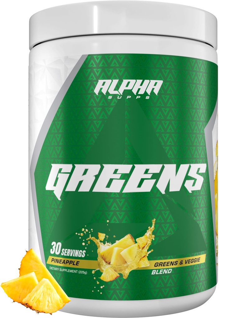 Alpha Supps - Alpha Greens Suppers QQ水果和蔬菜超级食品粉 QQ 超过40种基于自然植物的原料 QQ Prebiotic & Probiotic 文摘支持 混合剂 - 30种服务(菠萝)