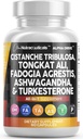 清洁的Nutra Cistanche Tribulosa Fadogia Agrestis Tongkat Ali Turkesterone Pills Ashwagandha Capsules 男子补充金 - 60个