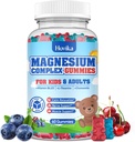 Kids Magnesium Gummies - Magnesium Glycinate Citrate Chewable Supplement with Vitamin B6, D3, Passion Flower, L-theanine - Sugar Free Calm Magnesium for Kids & Adults Sleep, Mood, Relaxation, 60 Chews
