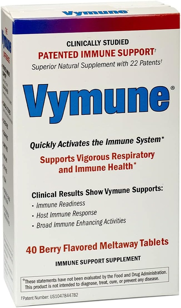Vymune Amino-Acid 高级免疫辅助剂,配有强氨酸陶林,赖氨酸和Threonine Meltaway药片,Berry Flavored – 供成人使用(800mg Vitamin C,40ct.