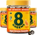 8 Greens Daily Fiber Super Greens Gummys - Tangerine Flavor: Boost Immune System & 消化性健康与8 Real Greens - 非GMO公式,Chewables,50 Gummys,包3