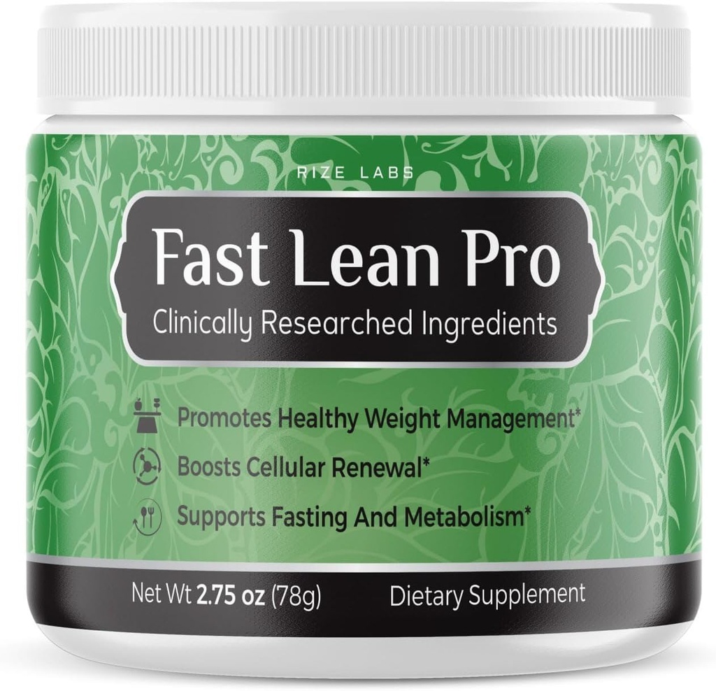 rize 实验室 Fast Lean Pro Advanced Formula 补充水力学 BCAA 饮料 Capsules in a Jar, Easy to Scoop and Tastes Great (30 services) 水力学 水力学