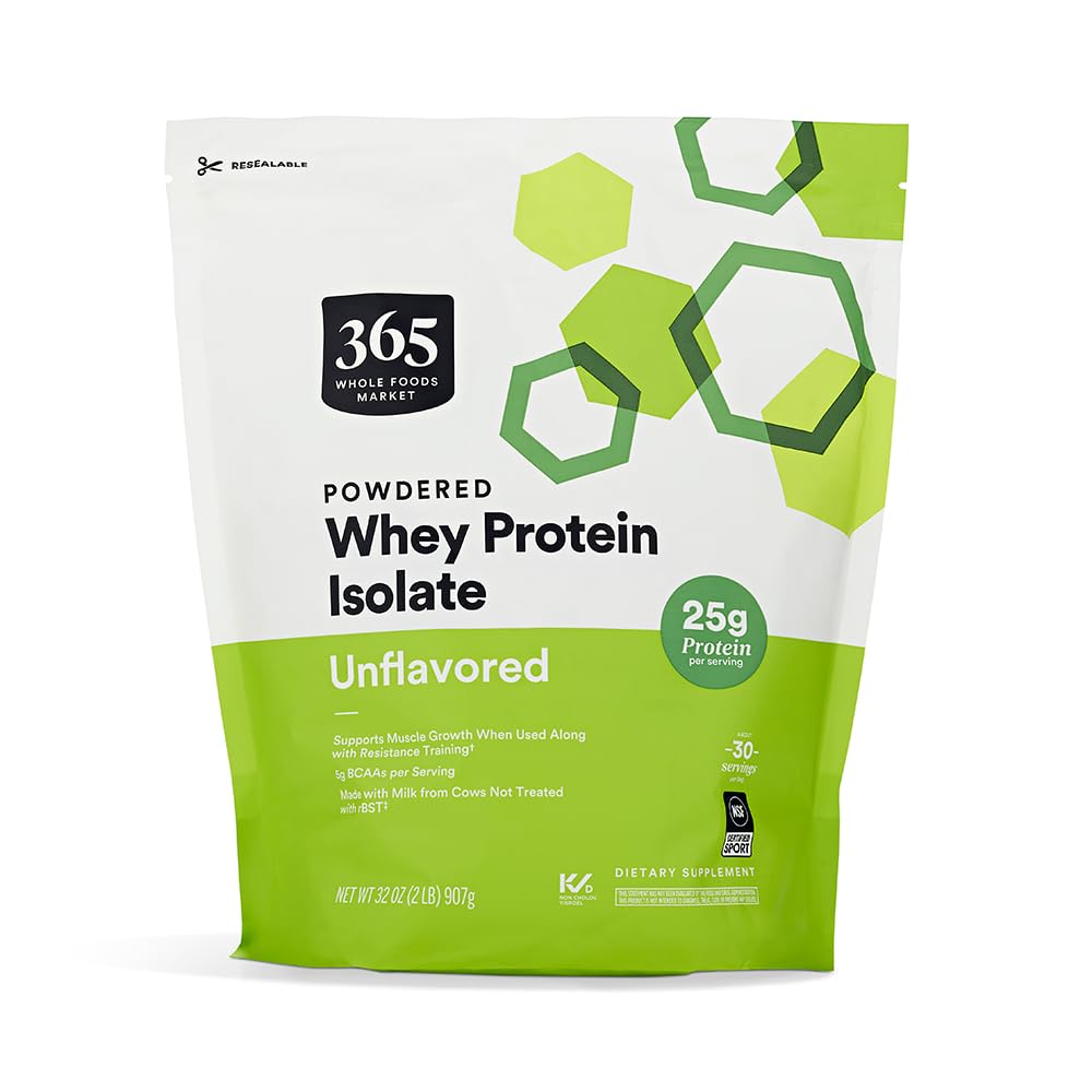 365 由全食品市场,Whey蛋白质隔离,无味,32 Ounce