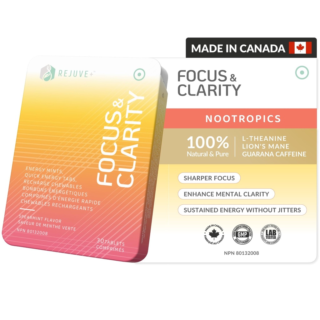 Focus & Clarity Nootropic Supplement – Brian Boost | L-Theanine, Caffeine, Lion’s Mane, Magnesium, Vitamin B6 & B12 | Brain Support, Memory, Focus & Energy | Mint Flavor (30 Chewables) (1)