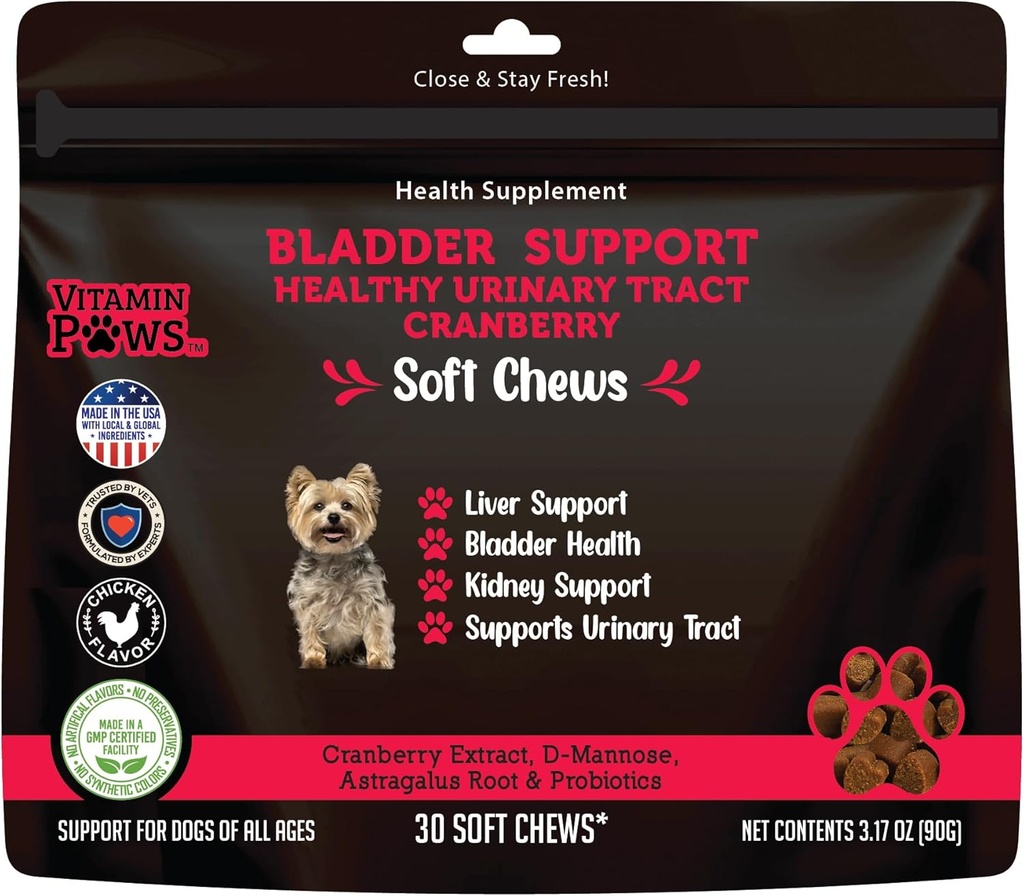 对狗的 Cranberry 补充 + 尿液Tract 和 UTI 支持 Chews + 失禁 和 Bladder 控制 营养 beites 与 D Mannose, Marshmallow root, Probiotics , 用于肝脏,肾脏