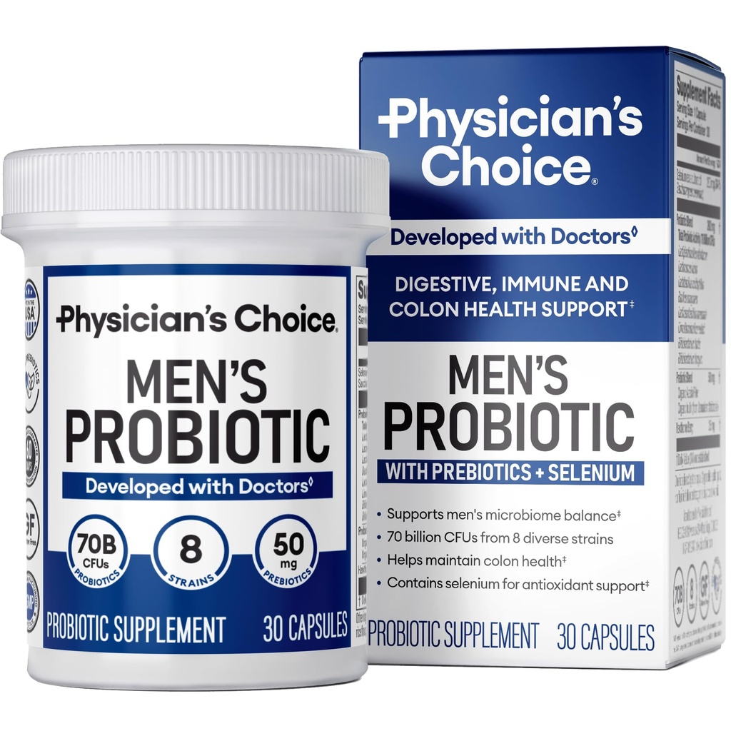 物理学家的男性选择 Probiotics - 70亿 CPU - 8 Strains - w/硒和有机 Probiotics - 支持消化性健康,微生物,科隆, & 免疫性健康 - 高级男性的Probiotics - 30cm