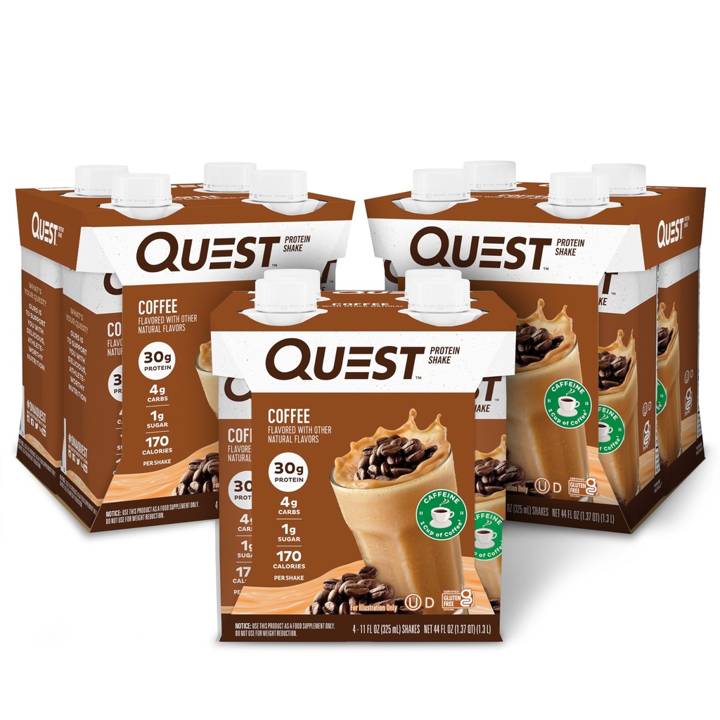 快速营养 准备饮用咖啡蛋白摇晃,30g蛋白,4g Carb,1g糖,Gluten Free,Keto Friendly,4 Count (Pack of 3)