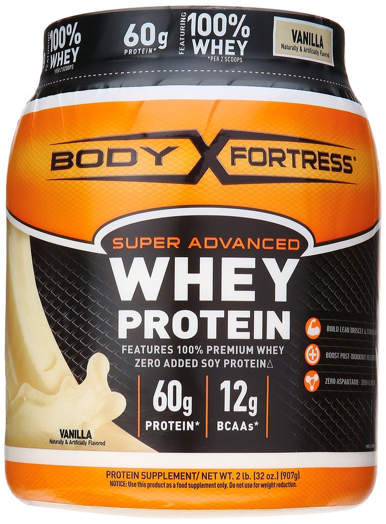 车体要塞 超级高级Whey蛋白粉 + Creatine and Glutamine, Gluten Free, Vanilla, 32 Ounce (2lb)