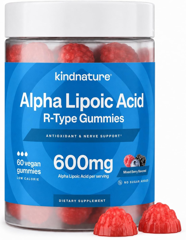 分泌的Alpha Lipoic酸胶 - 神经病补充剂 - Vegan,无糖,低卡路里 600 mg ALA补充剂 - 纯ALA Alpha Lipoic酸600mg 抗氧化剂营养补充剂