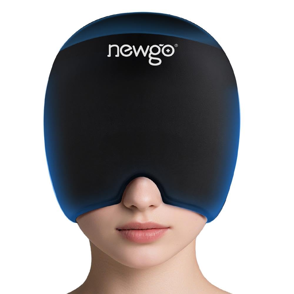 NEWGO Migraine Relief Cap Heaches Ice Cap 具有顶部覆盖,热冷治疗,Migraine Heache Relief Cap 用于紧张,压力和宿醉