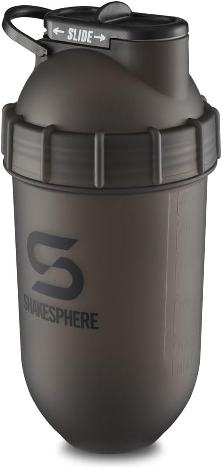 SHAKESPHERE 摇摆瓶 - 24oz 泄漏 Prof 蛋白质摇摆瓶用于前期工作,平滑,以及粉末饮用混合剂,无BLADE 混合剂用于Gym,无BPA,轻松清洁和易于携带(霜黑)