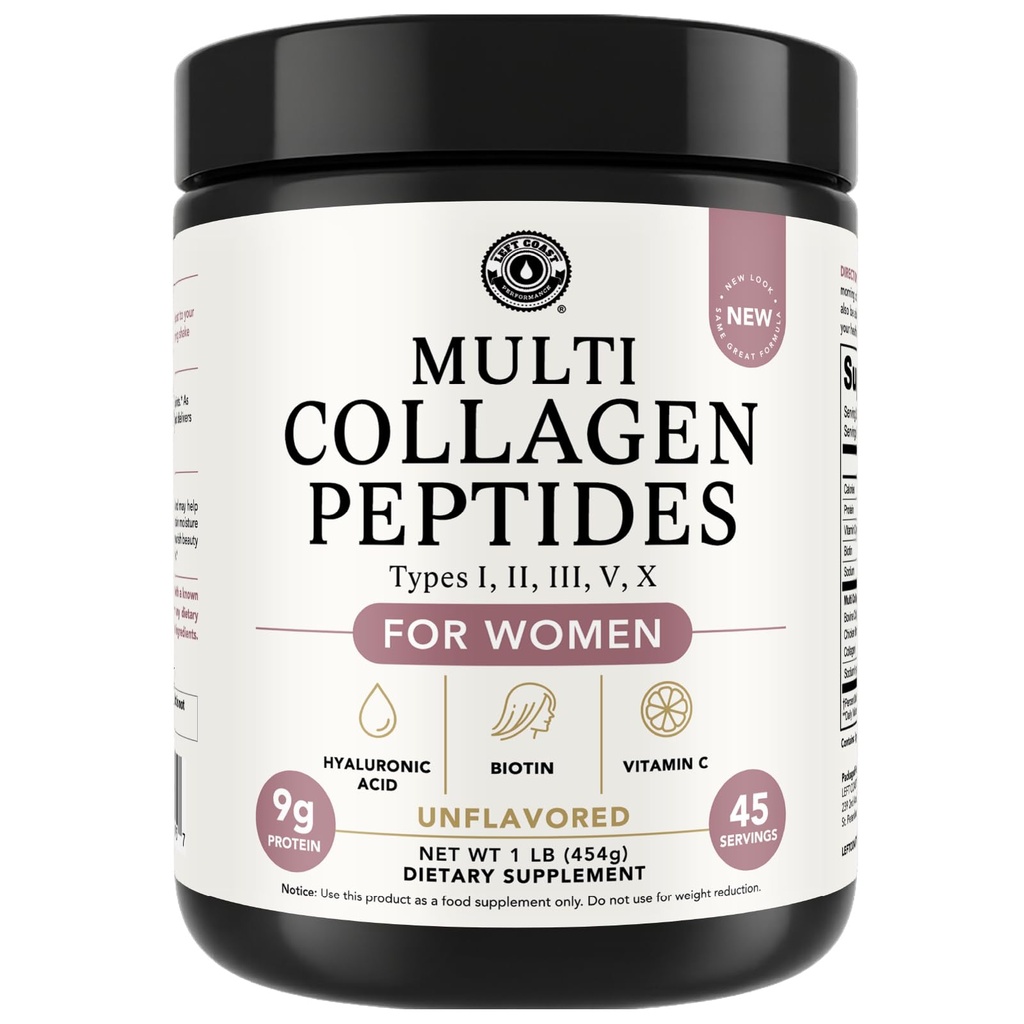多Collagen Peptides Powder 类型 I, II, III, V, X 多Collagen 蛋白粉 含有Hyaluronic Acid, Biotin, 维生素 C, 用于皮肤毛发Nails 关节和 Gut Health - Keto, Non-GMO 补充