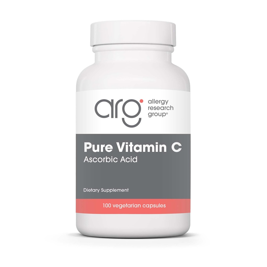 过敏性维生素研究组 纯维生素C补充剂 - Ascorbic Acid, 1000mg 有机维生素C, 高概率, 无缓冲, 醇酸, 蔬菜卡普苏莱斯 - 100计数
