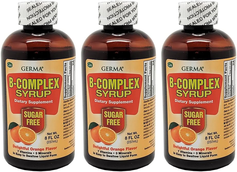 Germa B-Complex Syrup. 饮食副刊. (原始内容存档于2018-09-21). Bone Health, Development and Development Assistance. Sweet Free, Orange Flavor. 8 oz. 包装 3