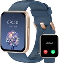 RUIMEN 女子男子智能观察(Answer/Make calls) 与iPhone/Android Phone兼容,1.85"HD 屏幕适配性跟踪器心率监视器100+运动跟踪器防水(蓝色)