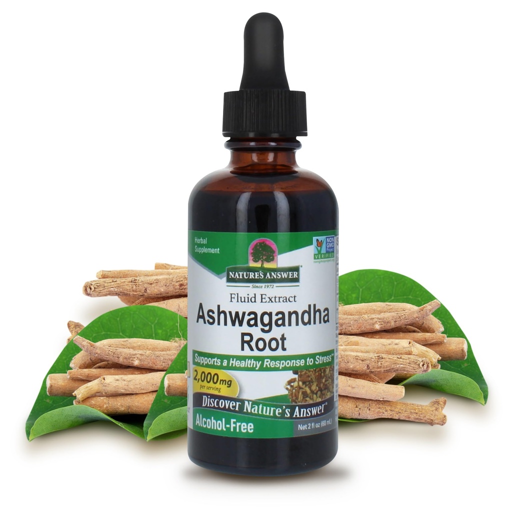 自然之答 Ashwagandha Root – 草药补充剂 维护健康免疫功能 – 支持身体抵御压力 – 格鲁滕无酒精和维冈 2oz(3 Pack)