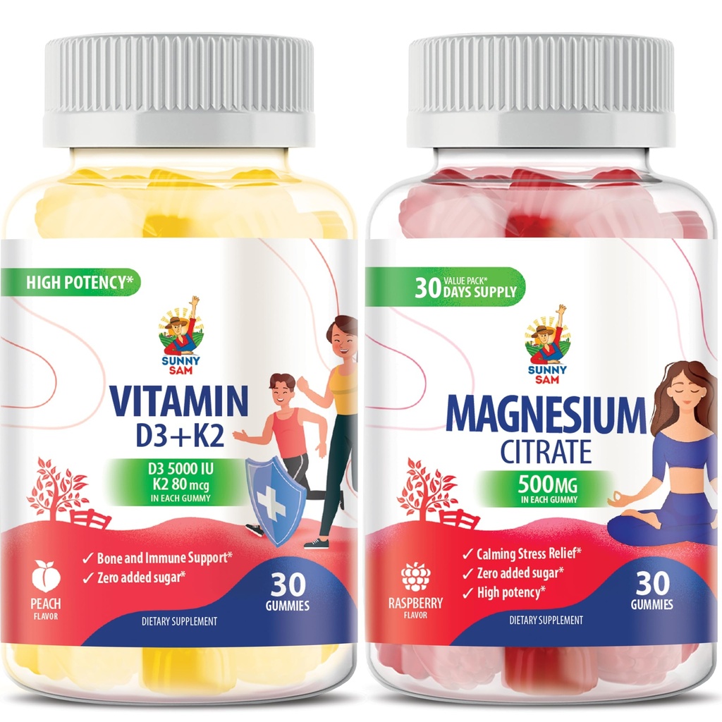 儿童与成人的镁胶 -- -- 500毫克和维生素D3 K2胶体5000 IU。 Calm Magnesium Chews - Mood & Muscle 支持的镁 CCTLE 化学辅助工具