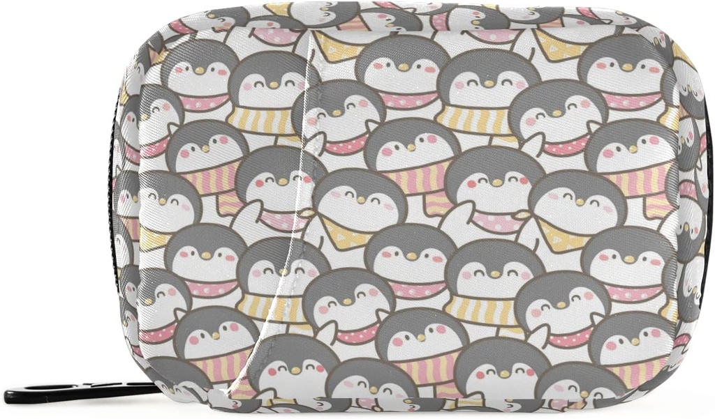 卡通企鹅药盒 7日药盒 旅行药盒组织者 带Zipper Portable Weekly Case Bag 紧凑大小 维他命补充器