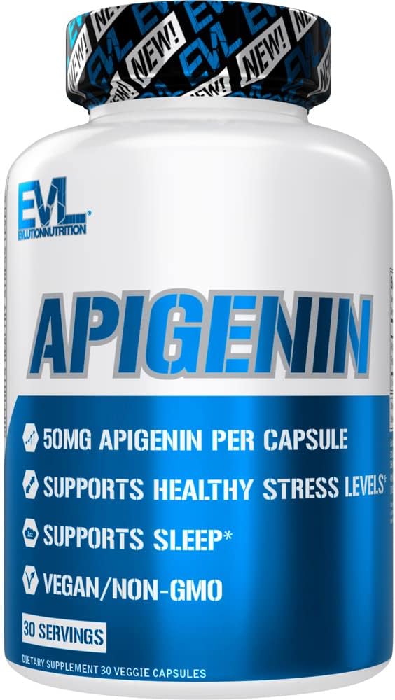 Evlution Pure Apigenin Supplement from Chamomile extract - 放松Apigenin 50mg Bioflavoid 压力和Mood 支持营养 高生物可用性 Vegan 非GMO 草药睡眠补编