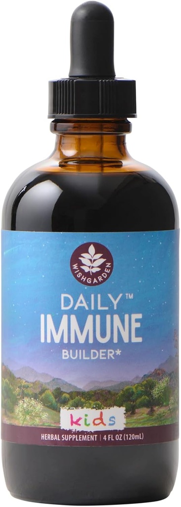 WishGarden Herbs Daily Immune for Kids - Daily Immune Support Formula for Children, Herbal Immune Defense & Immune System Booster with Black Elderberry & Echinacea, Kids Immune Support Supplement, 4oz