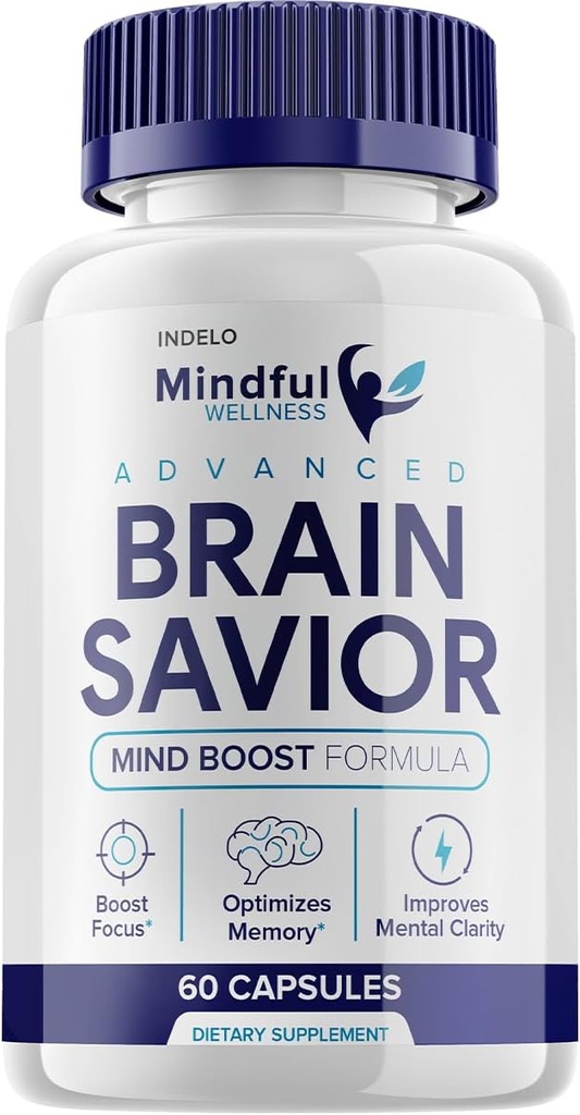 注意健康 高级大脑救世主 Capsules Pills, 注意健康 大脑救世主 Mind boost 补充 认知和焦点 大脑救世主 由注意韦尔内斯 大脑救世主补充 (60 Capsules)