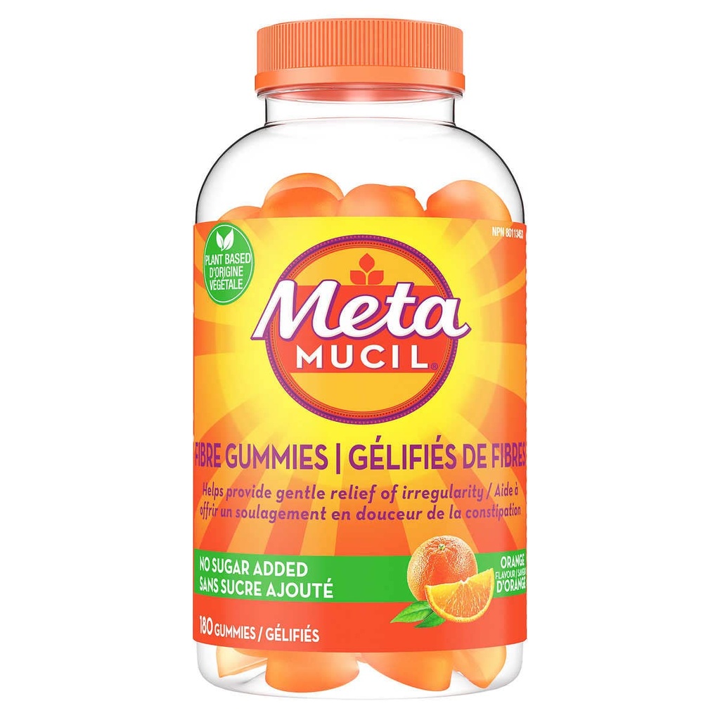 Metamucil Fibre Gummys 工厂基于和无糖添加,帮助提供不规范的温柔缓解 - 180 Gummys
