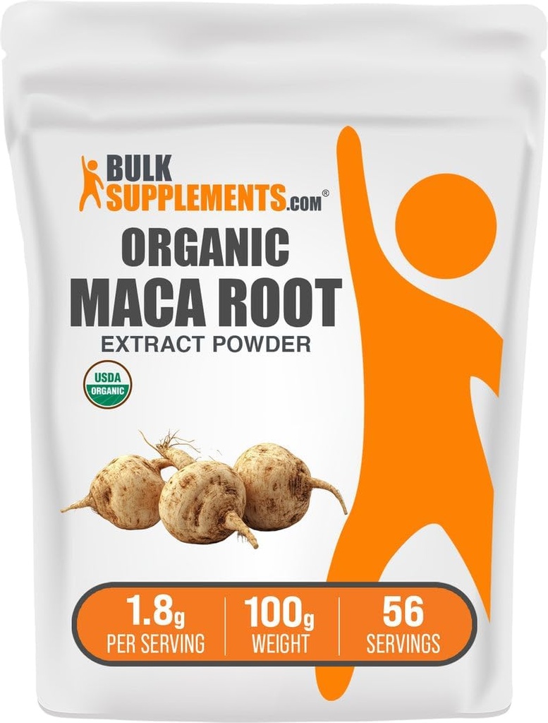 Bulk Assupports.com 有机马卡根提取粉末 - 有机马卡粉末 营养补充 - Vegan & Gluten Free,每服1.8g, 100g (3.5 oz) (Pack of 1)