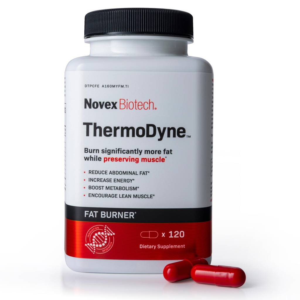 Novex Biotech ThermoDyne - 男子热能脂肪燃烧器 – Appetite Purnersant - 男子代谢促进器 - 200mg Cafeine - 120