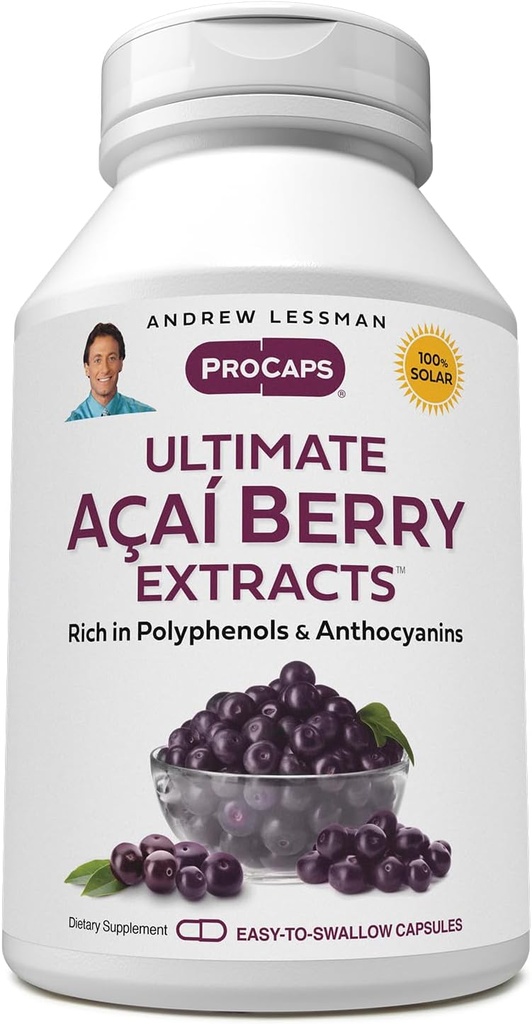 (原始内容存档于2019-09-22). Andrew Lessman Ultimate Açai Berry 摘录 60 Capsules - 交付标准化,抗氧化剂Rich,受益的Acai Berry选区. 高调混合剂. 保护性化合物。 无附加