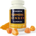 TACANNA Turmeric and Ginger Gummys - 60 成人和青少年、杏仁花、免疫支持、非GMO和Gluten免费补充品