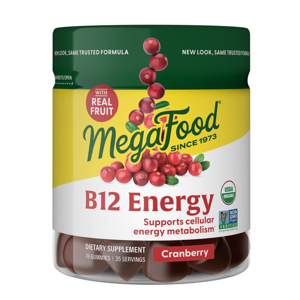 巨型食品维生素B12 能量Gummys - Vegan - 用甲基B12 维生素支持细胞能量生产 - Cranberry - Daily Vitamin B12 补充 - USDA 有机 - 70 Gummys, 35 服务