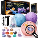 GobiDex Gemstones Dig Kit, 儿童太阳能系统科学工具包, Excavate 15 Real Gems, STEM 教育空间玩具行星收藏工具包, 考古地质科学项目礼物 男孩和女孩年龄 6+