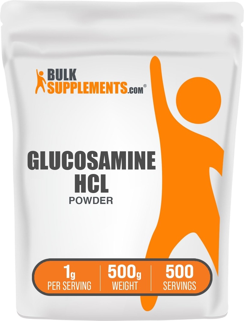 Bulk Assupports.com Glucosamine HCl 粉末 - Glucosamine Assupports, 联合支援补充 - Gluten Free, 1g / service, 500g (1.1磅) (Pack of 1)