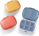 MEACOLIA 3 Pack 8 Capetments 旅行药丸组织者,Pocket Purse的每日药丸案例小药盒,便携式药丸容器药物维生素组织者(红,黄,暗蓝色)